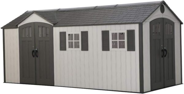 LIFETIME Shed, Desert Sand, 17.5 x 8 ft - Double Doors